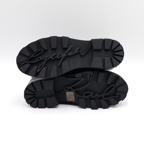 Karl Lagerfeld Paris Women Black Leather Maeva Buckled Combat Booties Size 7M - Picture 9 of 9